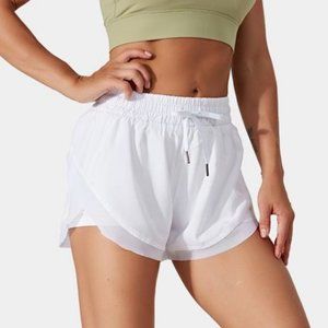 Halara White Drawstring Contrast Mesh 2-in-1 Shorts Size XL NWT